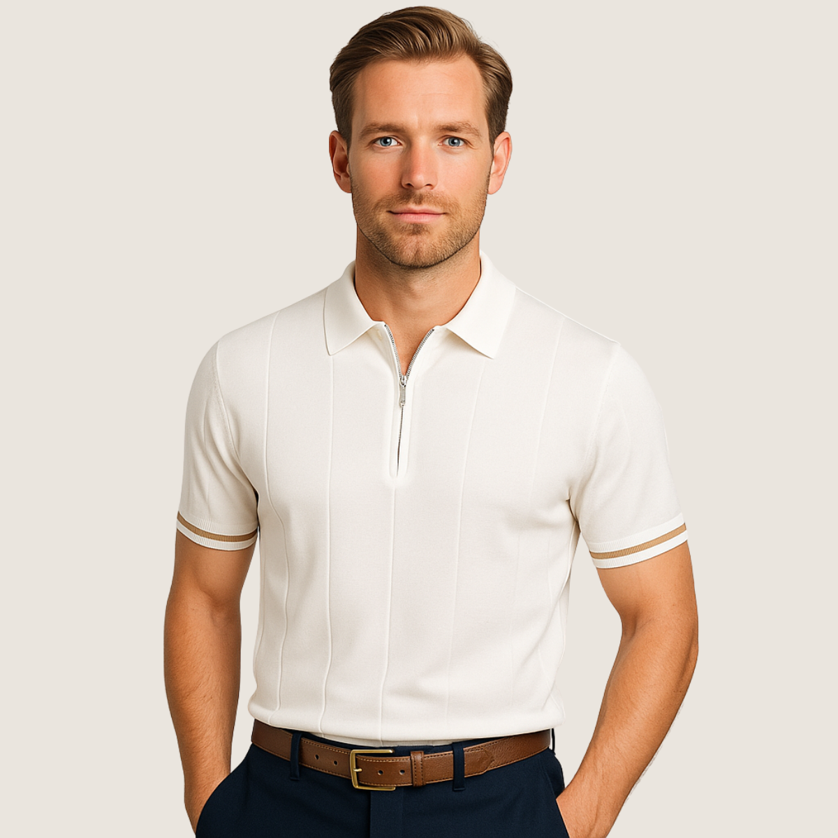 Jetta – Polo Slim Fit pour Homme avec Fermeture Éclair – Style Minimaliste et Confort pour Toutes les Occasions