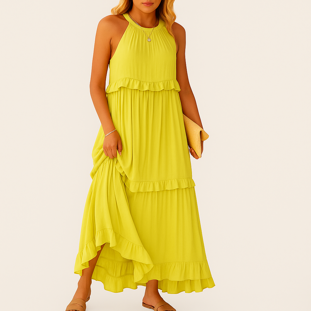 Rebeca Robe Longue Fluide – Élégance Romantique avec Volants