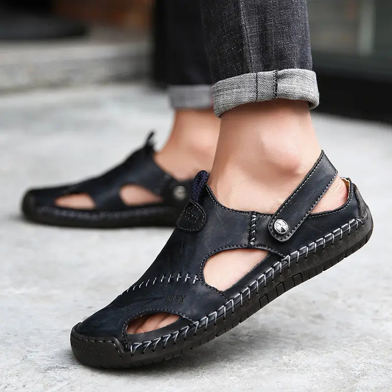 Sandales décontractées en cuir souple de haute qualité pour hommes - JettaWay™