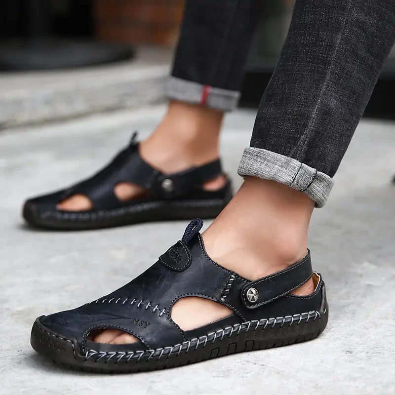 Sandales décontractées en cuir souple de haute qualité pour hommes - JettaWay™