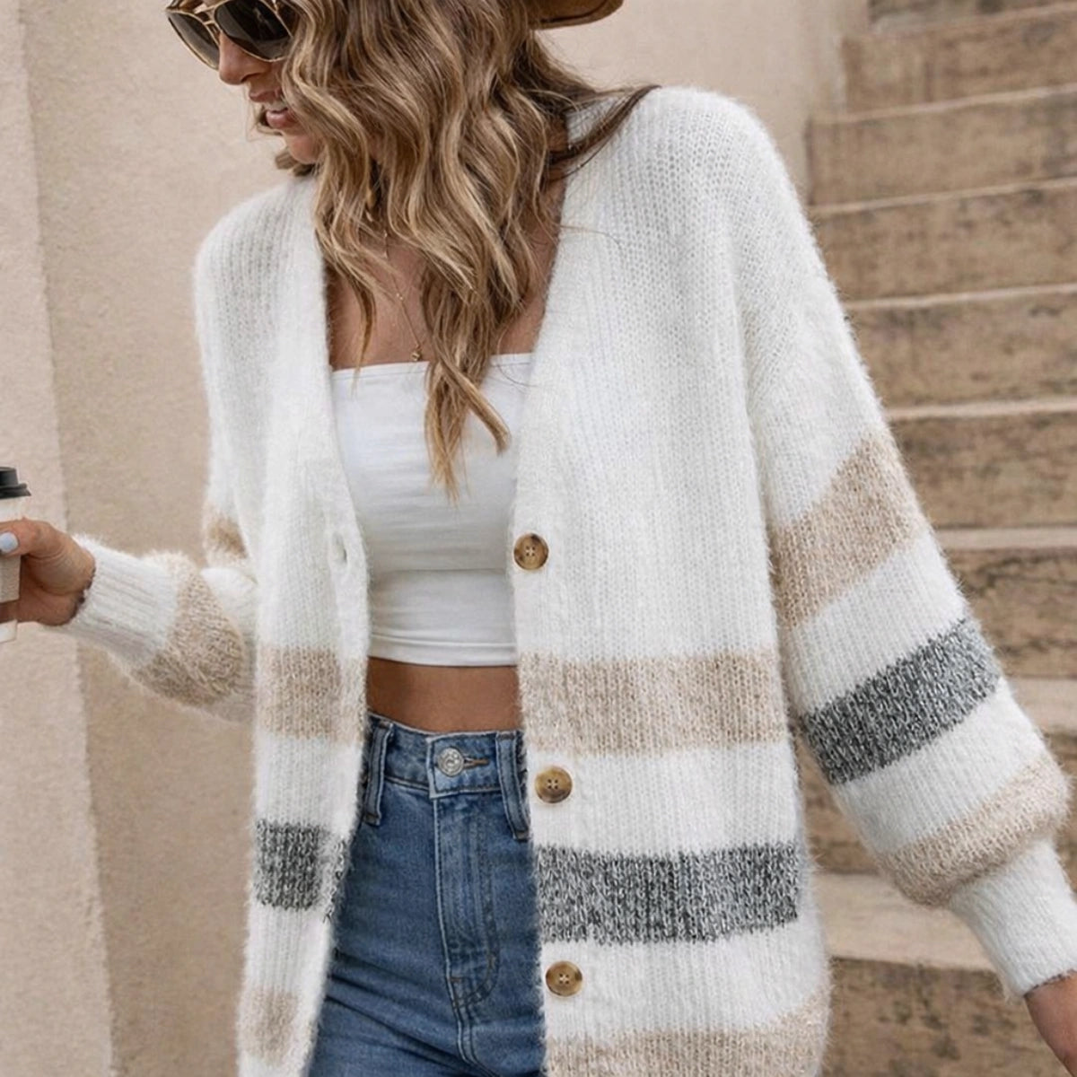 Jetta™ | Pull Col V Rayé Douce™