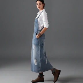 Jetta Robe chasuble en denim délavé avec fente arrière