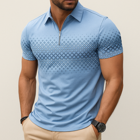 Jetta – Polo Homme à Imprimé Géométrique avec Fermeture Éclair – Élégant et Confortable au Quotidien