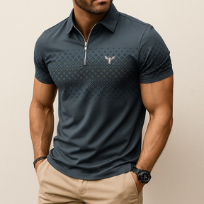 Jetta – Polo Homme à Imprimé Géométrique avec Fermeture Éclair – Élégant et Confortable au Quotidien