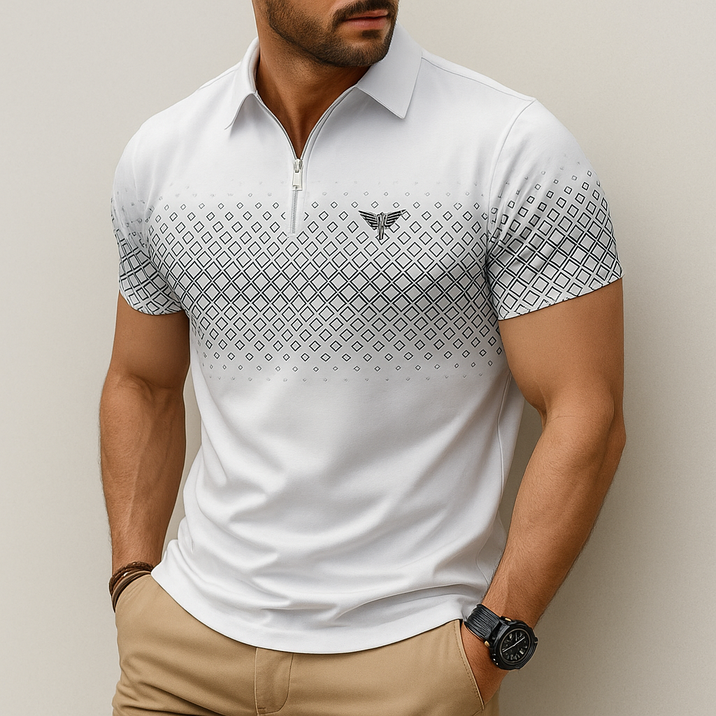 Jetta – Polo Homme à Imprimé Géométrique avec Fermeture Éclair – Élégant et Confortable au Quotidien