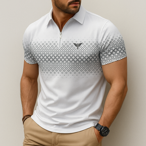 Jetta – Polo Homme à Imprimé Géométrique avec Fermeture Éclair – Élégant et Confortable au Quotidien