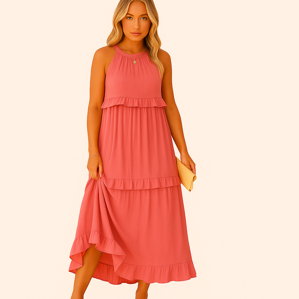 Rebeca Robe Longue Fluide – Élégance Romantique avec Volants