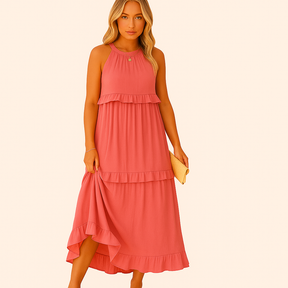 Rebeca Robe Longue Fluide – Élégance Romantique avec Volants