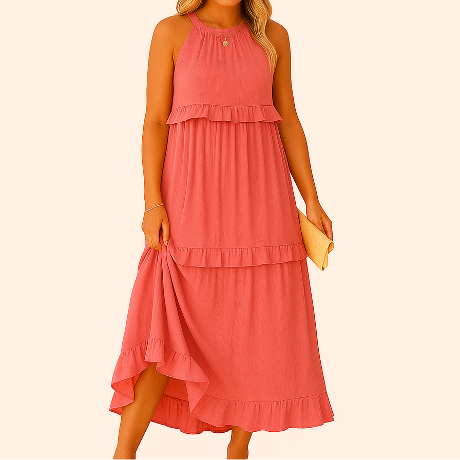 Rebeca Robe Longue Fluide – Élégance Romantique avec Volants