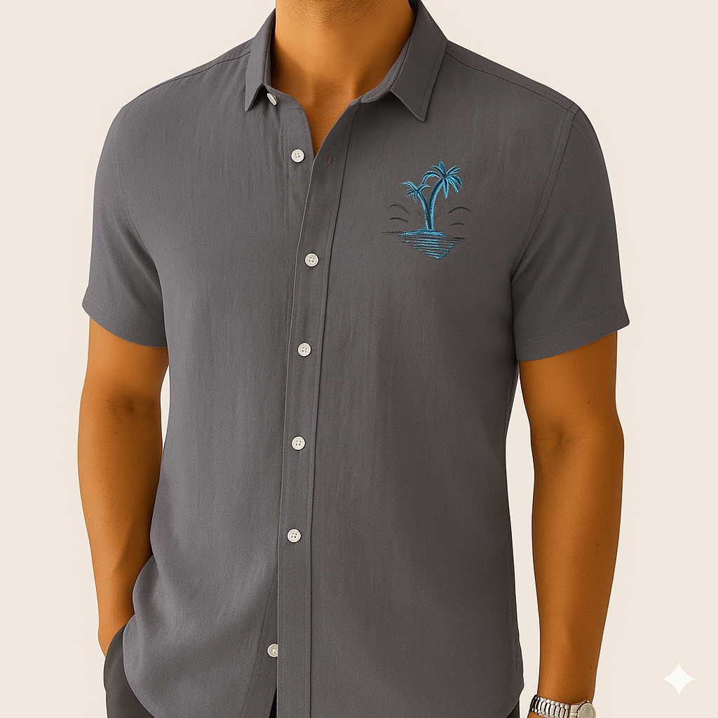 Jetta Chemise d’Été en Lin – Style Plage à Motifs Exotiques