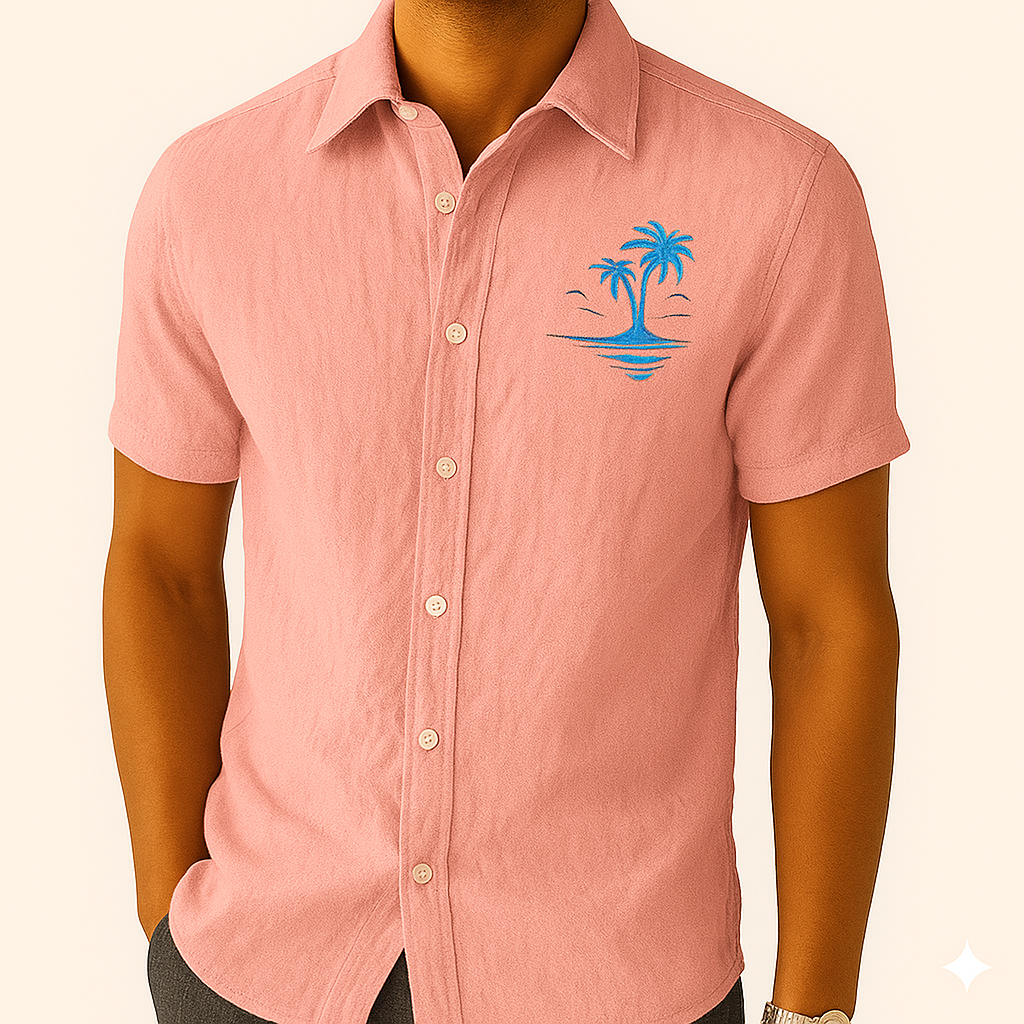 Jetta Chemise d’Été en Lin – Style Plage à Motifs Exotiques