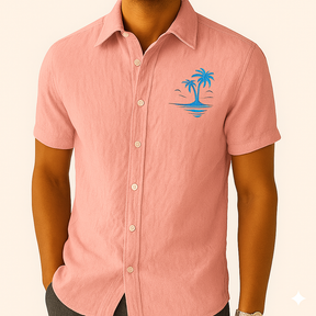 Jetta Chemise d’Été en Lin – Style Plage à Motifs Exotiques