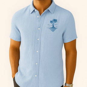 Jetta Chemise d’Été en Lin – Style Plage à Motifs Exotiques