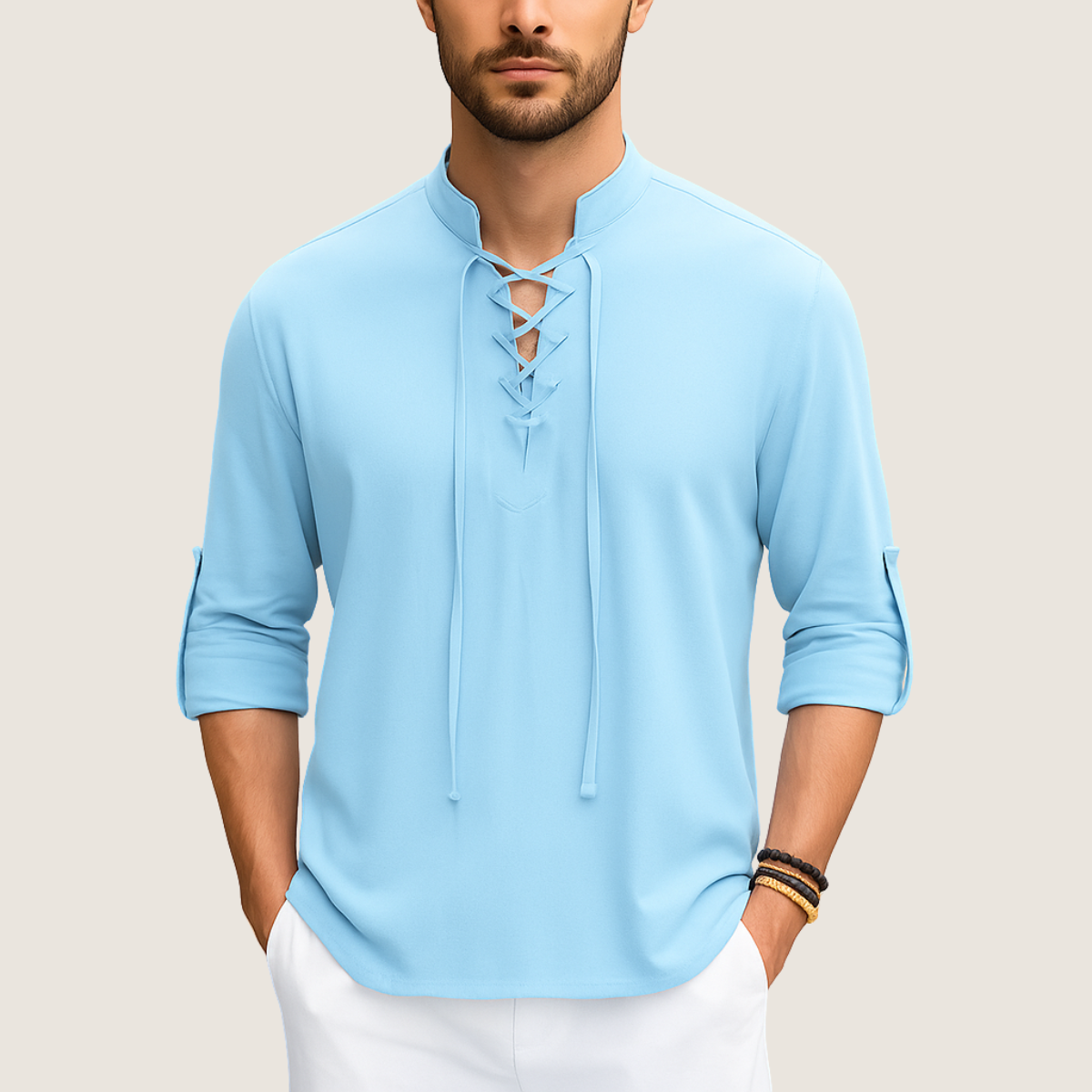 Jetta Chemise Bohème en Lin – Élégance Décontractée à Lacets