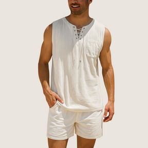 Jetta Débardeur Lin & Coton – Style Rétro à Lacets