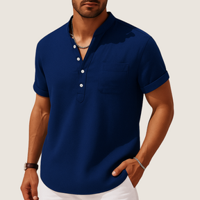Jetta Chemise Été – Col Montant Décontracté en Lin & Coton