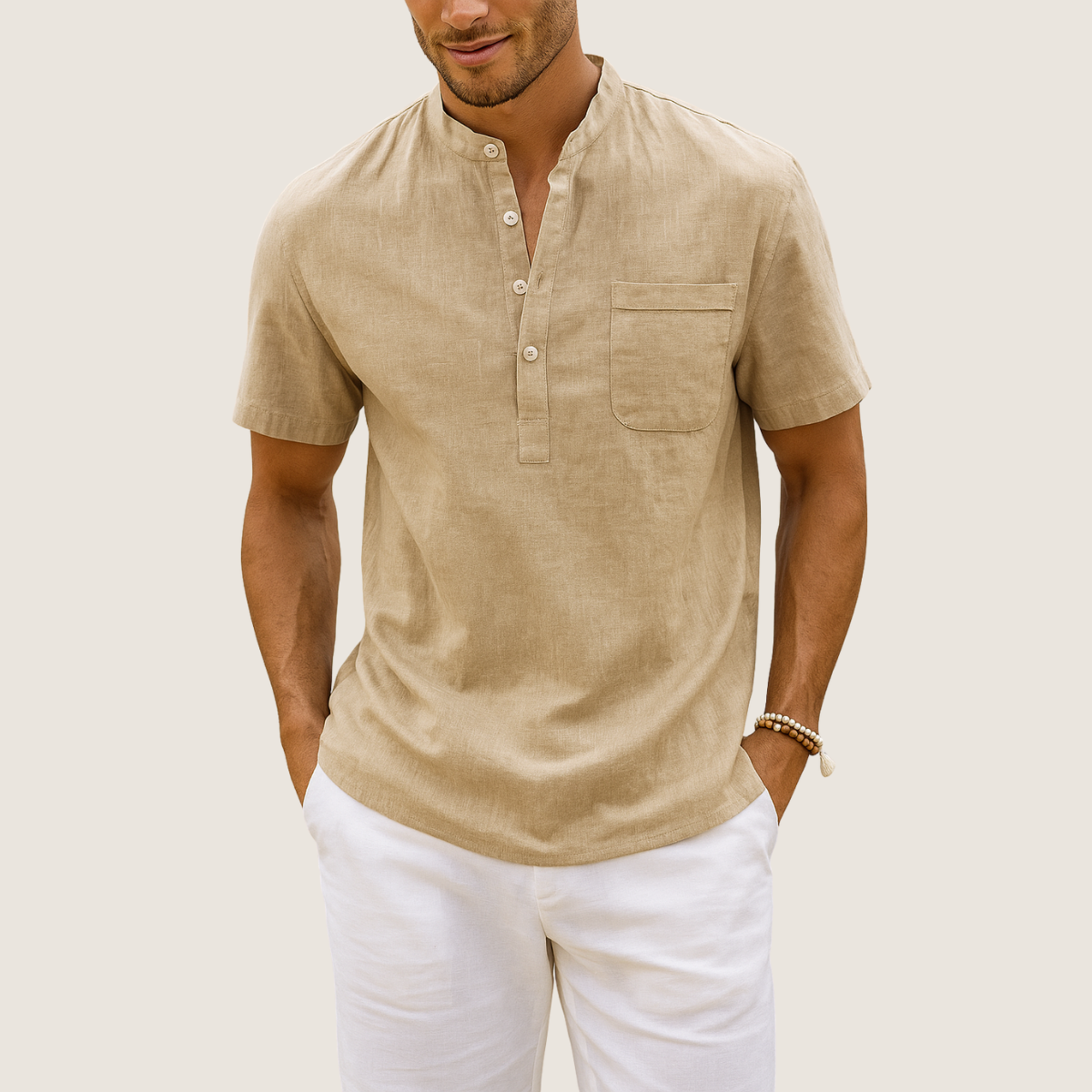 Jetta Chemise Lin & Coton – Col Henley Décontracté