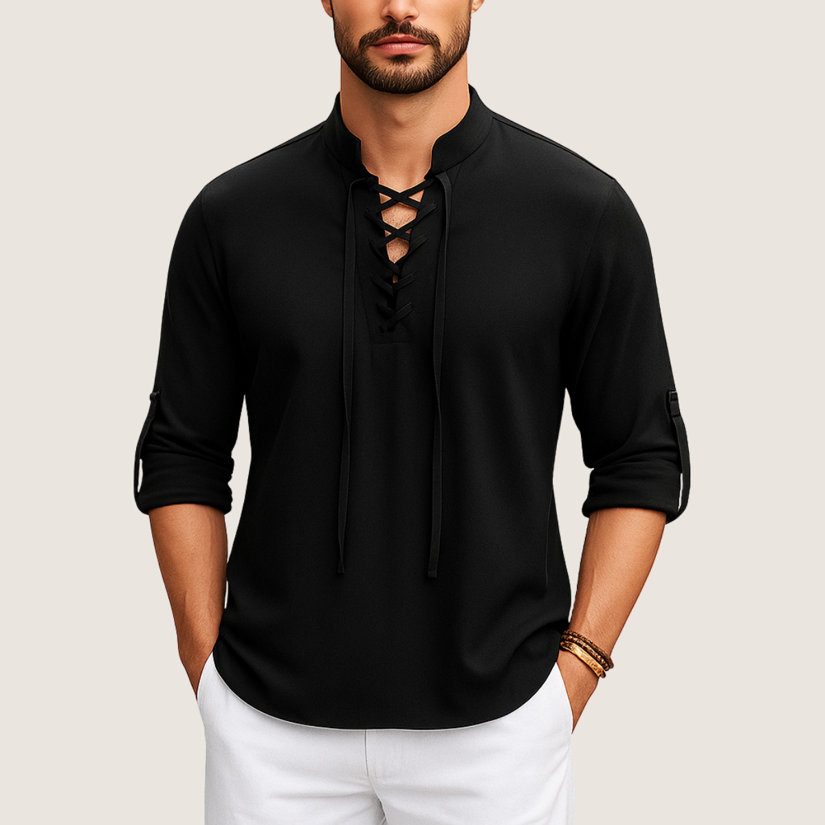 Jetta Chemise Bohème en Lin – Élégance Décontractée à Lacets