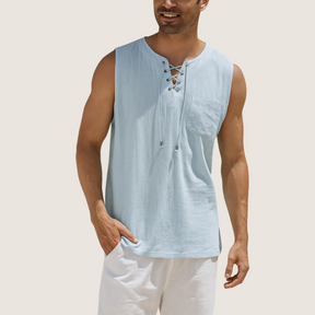 Jetta Débardeur Lin & Coton – Style Rétro à Lacets