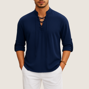 Jetta Chemise Bohème en Lin – Élégance Décontractée à Lacets