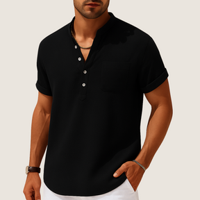 Jetta Chemise Été – Col Montant Décontracté en Lin & Coton