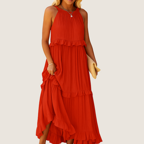 Rebeca Robe Longue Fluide – Élégance Romantique avec Volants