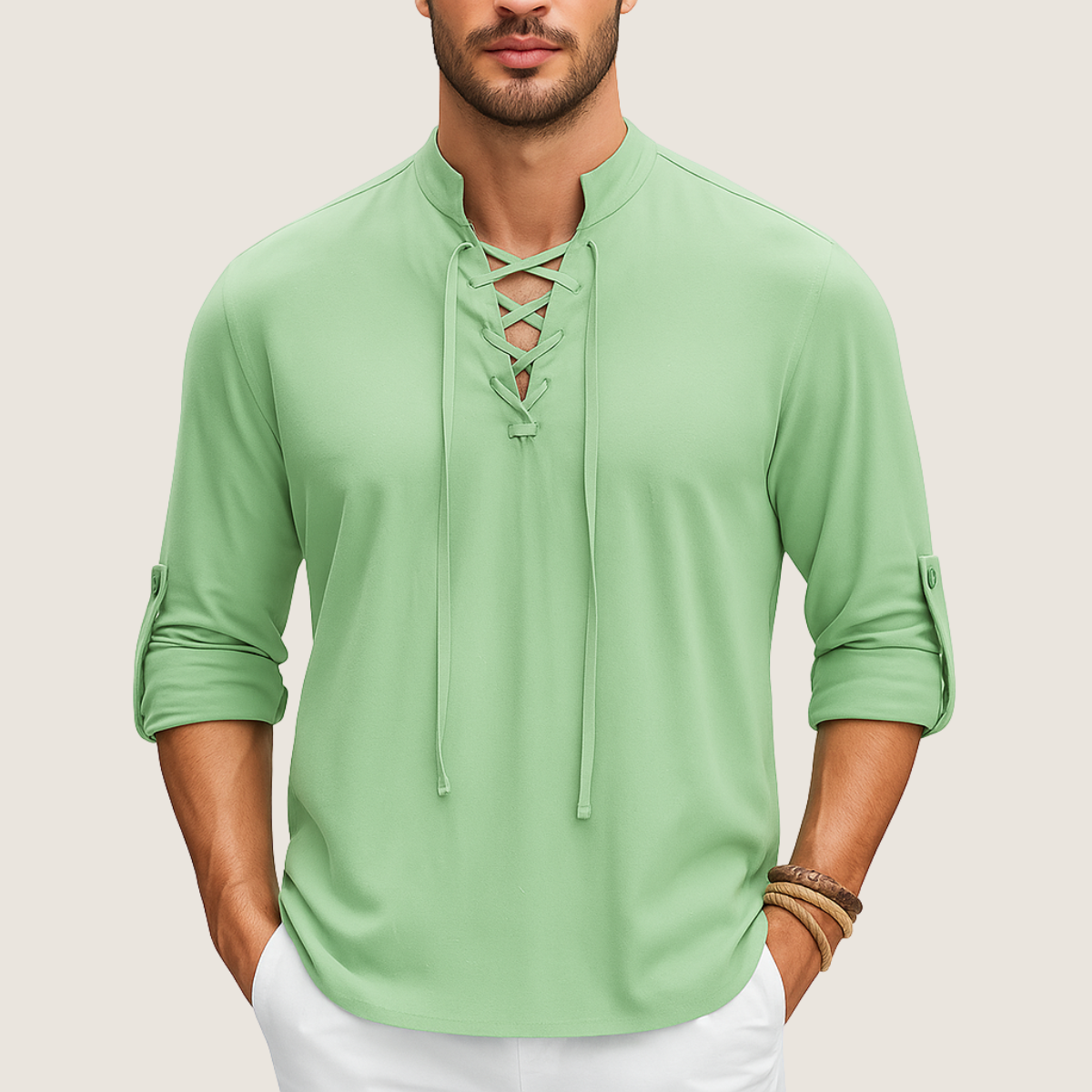 Jetta Chemise Bohème en Lin – Élégance Décontractée à Lacets