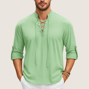 Jetta Chemise Bohème en Lin – Élégance Décontractée à Lacets