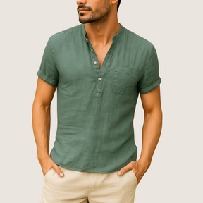 Jetta Chemise Été – Col Montant Décontracté en Lin & Coton