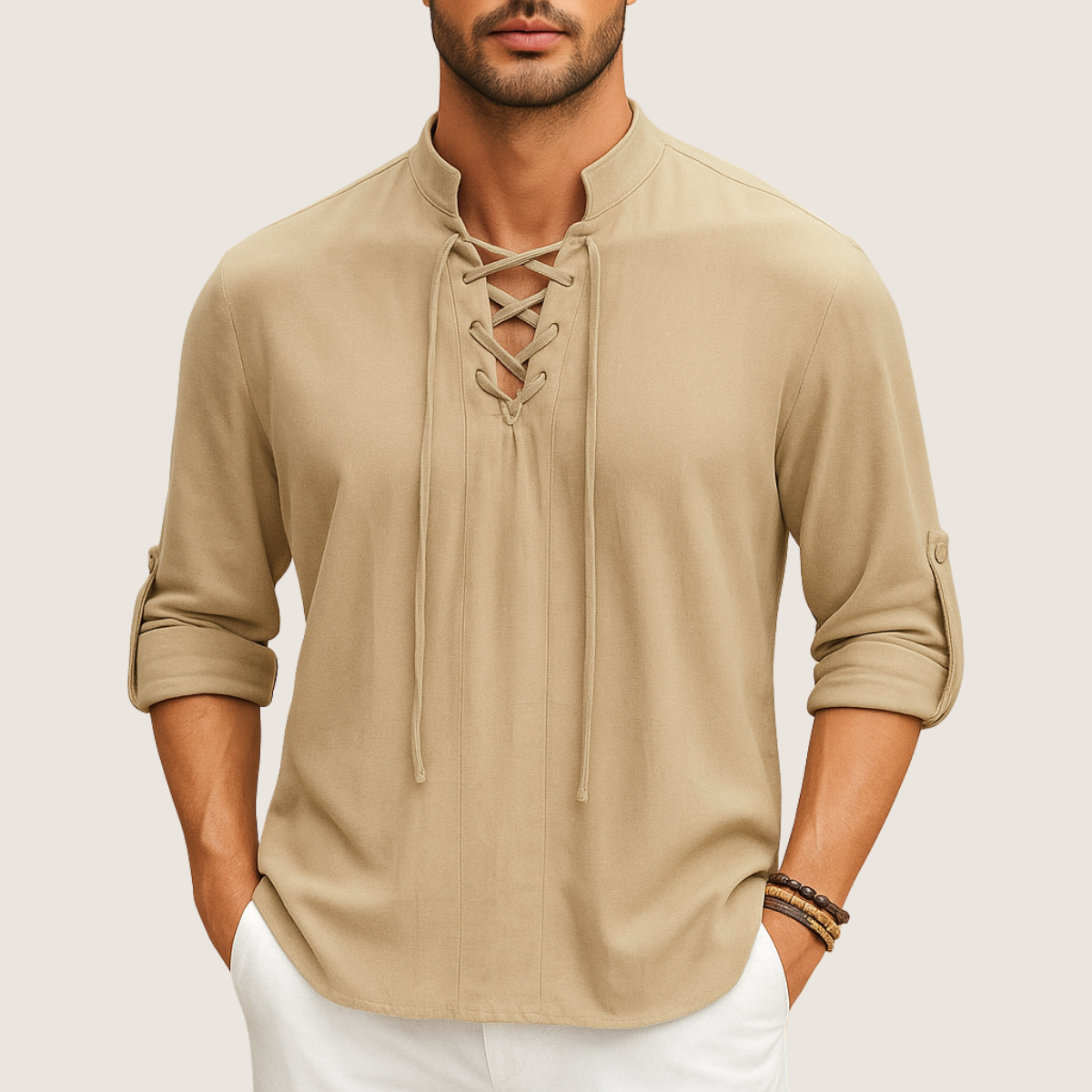Jetta Chemise Bohème en Lin – Élégance Décontractée à Lacets