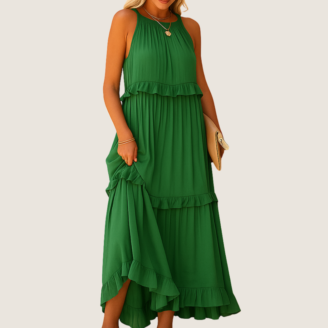 Rebeca Robe Longue Fluide – Élégance Romantique avec Volants