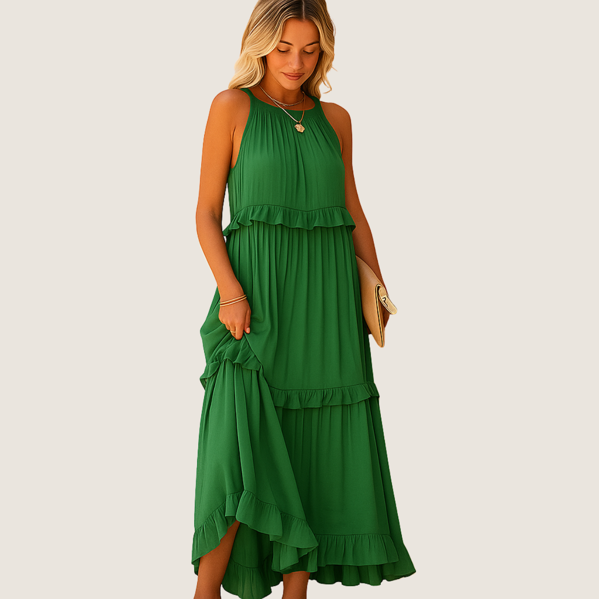 Rebeca Robe Longue Fluide – Élégance Romantique avec Volants