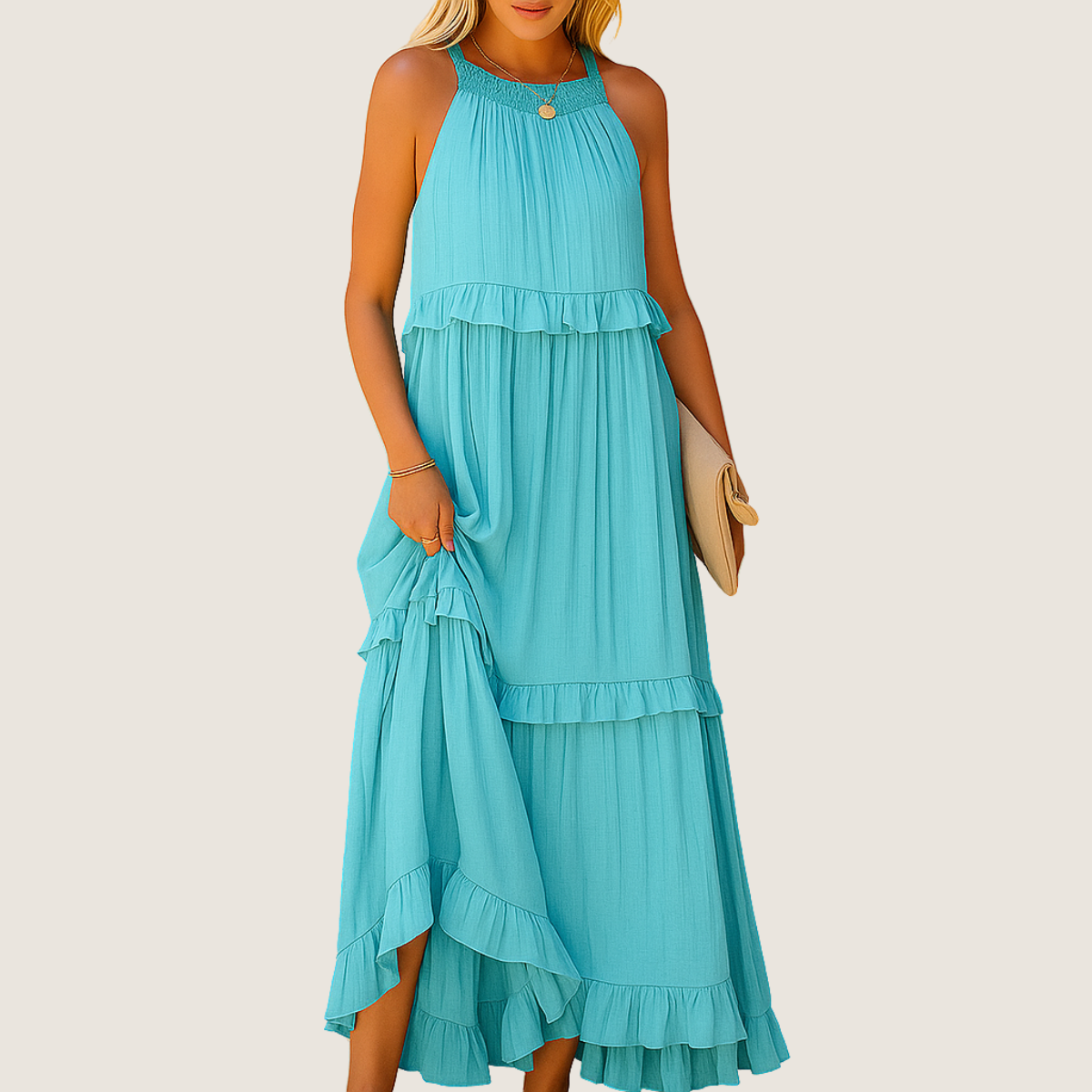 Rebeca Robe Longue Fluide – Élégance Romantique avec Volants