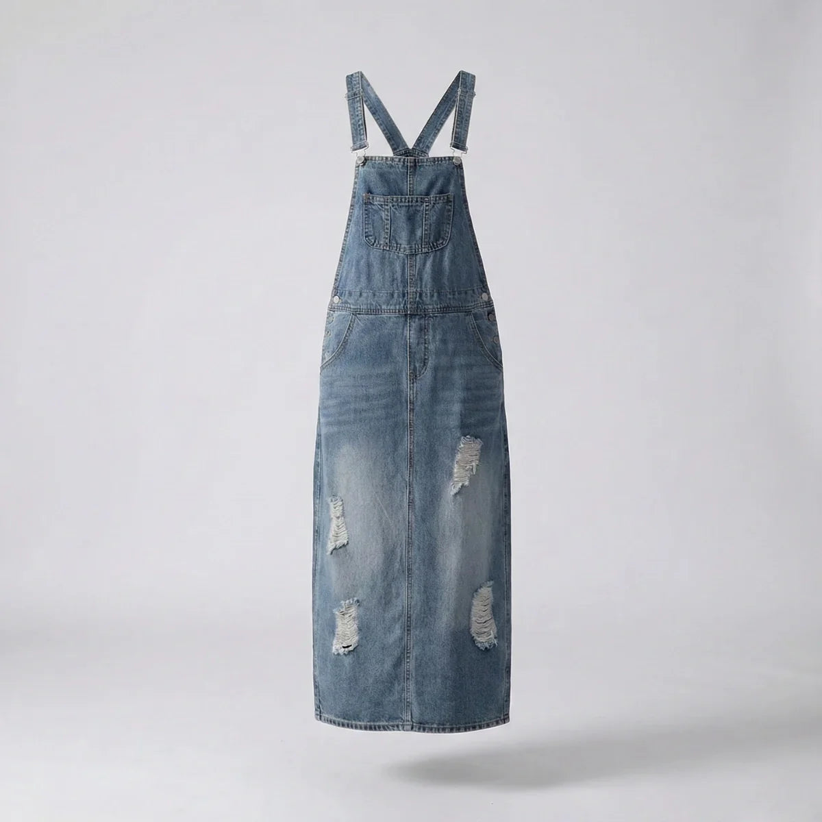 Jetta Robe chasuble en denim délavé avec fente arrière